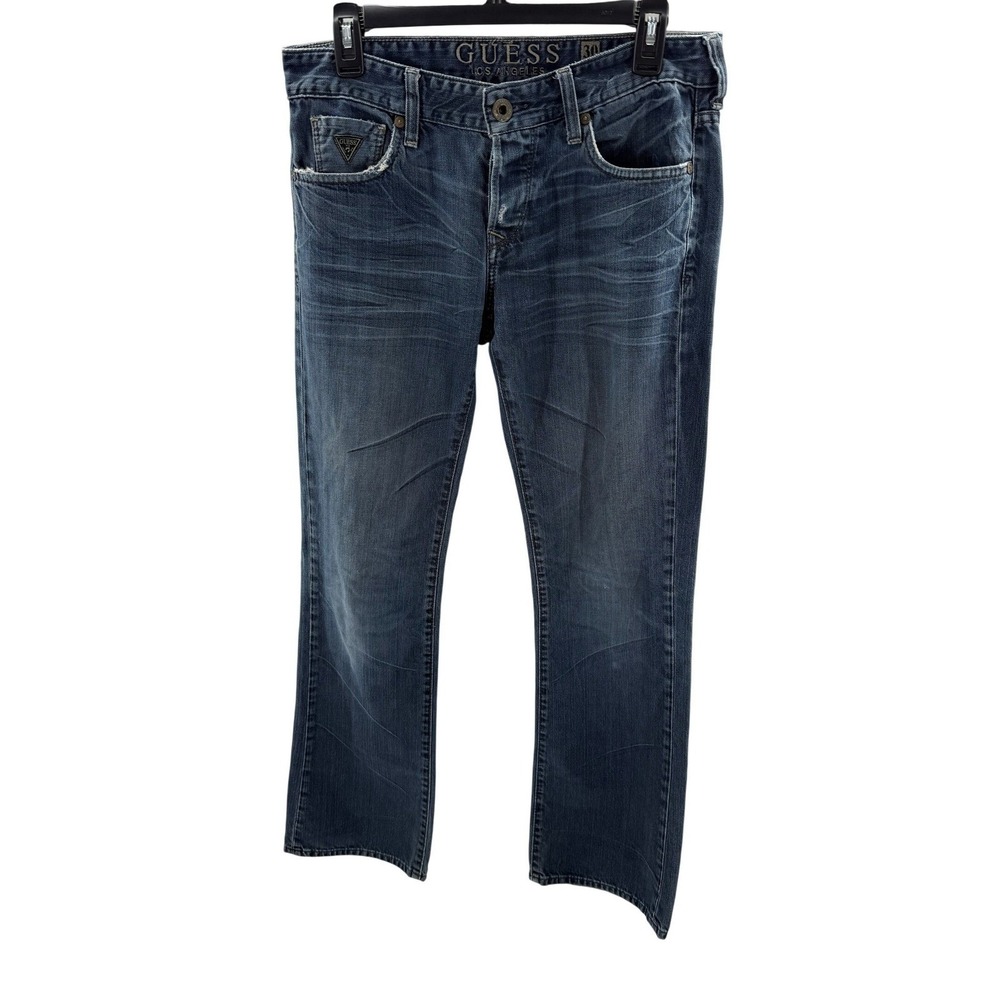 Guess Falcon Slim Jeans Dark Wash Button Fly Mens Jeans Vintage Y2K30x32